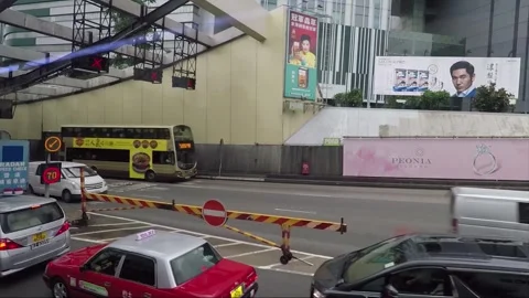 Side View Vehicle Shot, Cross-Harbour Tunnel View from Bus Window, Hong Kong Stock Footage 345642603