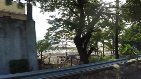 Side View, Vehicle Shot, Driving, View from the road, Catmon, Cebu, Philippines Stock Footage 254856773