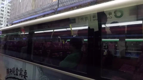 Side View Vehicle Shot, Street View, Driving, Nathan Road, Kowloon, Hong Kong Stock Footage 342011379
