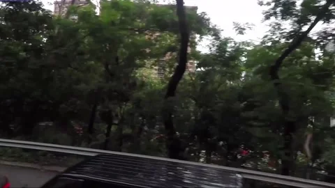 Side View Vehicle Shot, Street View from Bus Window, Driving, Kowloon, Hong Kong Stock Footage 343661982
