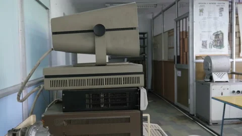 Side View Of Vintage Computer. Stock Footage 121725766