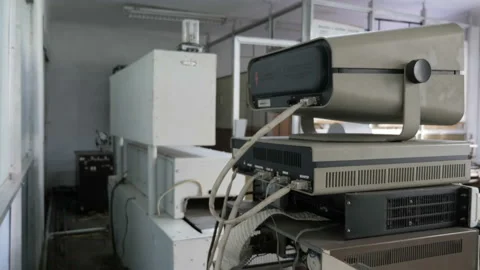 Side View Of Vintage Computer Screen.  Stock Footage 121725707