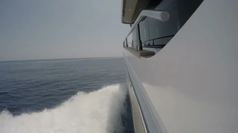 Side view of the wake of a boat Stock Footage 52697601