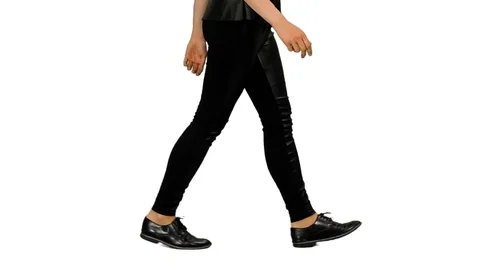 Side view walking young female legs, alpha channel Stock Footage 84892192
