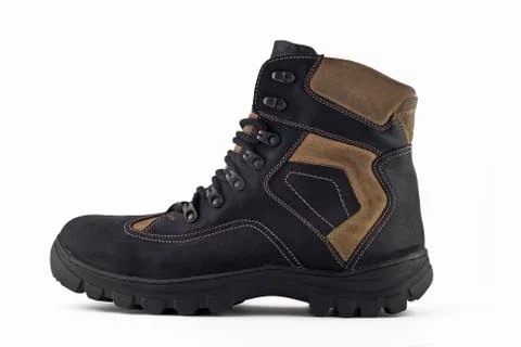 Side view of warm leather boot Stock Photos