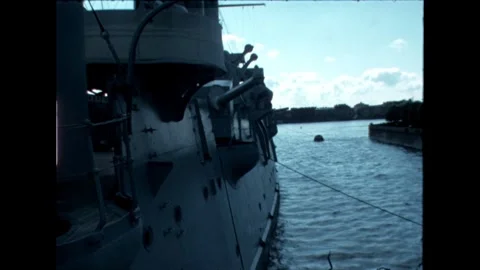 Side View of Warship Stock Footage 278360521