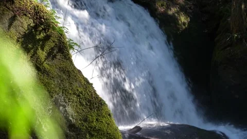 Side View Waterfall Closeup, Washington, Pacific Northwest Stock Footage 341367197
