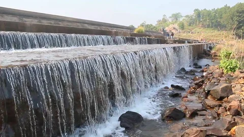 Side view waterfall Stock Footage 100861175