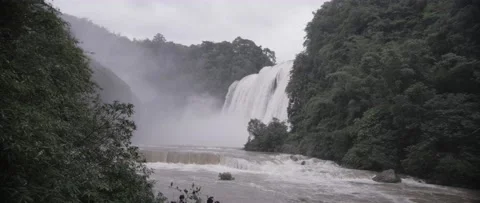 Side View waterfall, Slow motion Stock Footage 136643113