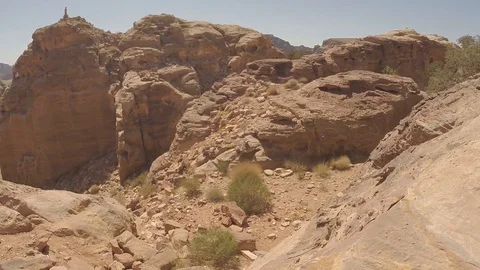 Side view on the way to High Place of Sacrifice of Petra. Jordan. GOPR1950-03 Stock-Footage 102499096