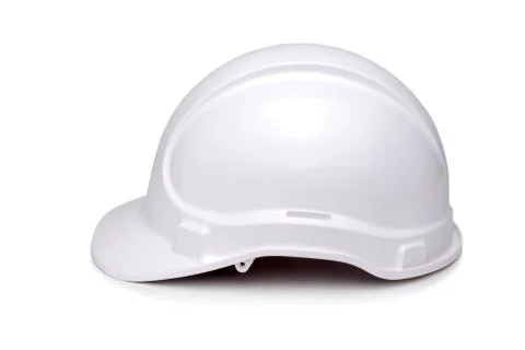 Side view of white hardhat Stock Photos