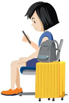 Side view of woman using mobile phone Stock Illustration