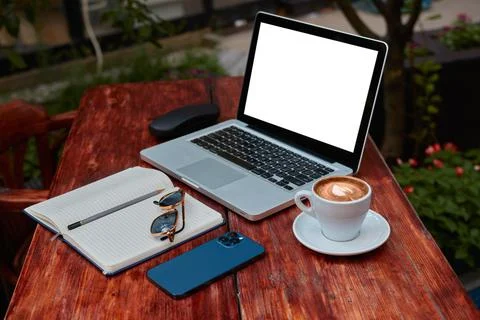 Side view of a workspace in a cafe Foto stock