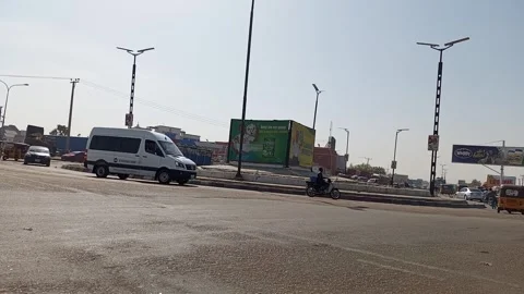 Side View Of Yankaba Roundabout With Busy Traffic Kano Nigeria Stock Footage 327370176