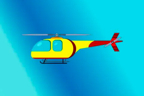 Side view of a yellow and red helicopter - flat design Stock Illustration