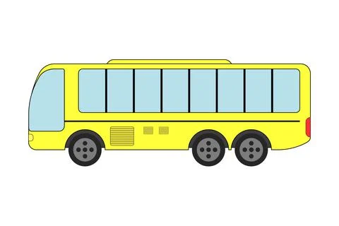 Side view of a yellow bus - Flat design Stock Illustration
