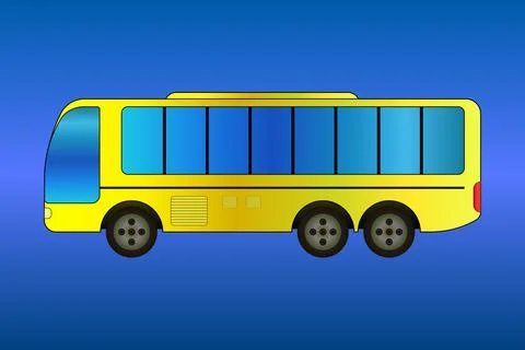Side view of a yellow bus gradient Stock Illustration