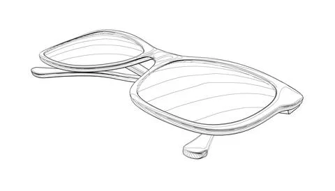 Side views of sunglasses. Simple vector hand drawn illustration. Fashion unis Stock-Illustration