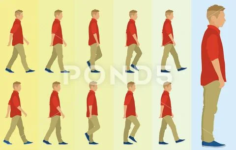 Side Walk Cycle for Teen Boy Stock Illustration
