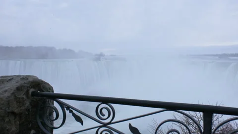 Side Walk View of Massive Niagara Falls Flowing Video stock 130852087