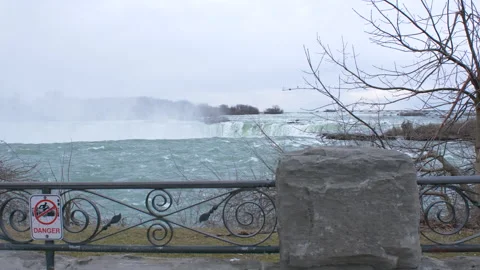 Side Walk View of Niagara Falls Flowing 4K Stock-Footage 130852602