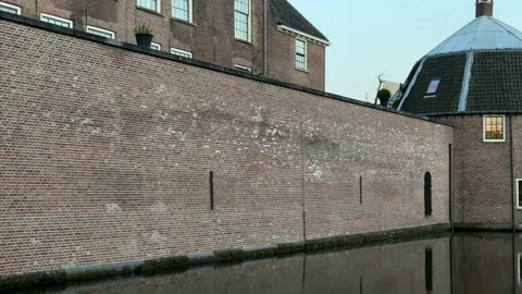 Side wall of Woerden Castle, built in ca. 1410 Stock-Footage 151287587