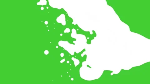 Side white liquid splash effect on bright green screen background Stock Footage 314615305