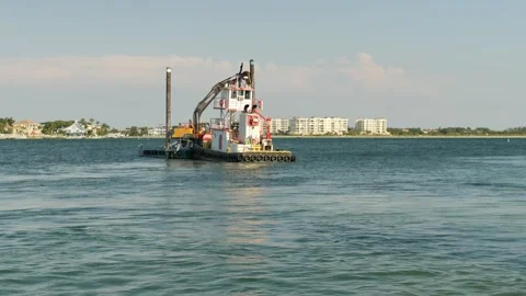 Side Wide view of Looking out to Pass-a-grille channel. Beach nourishment. Spin Stock Footage 277663740