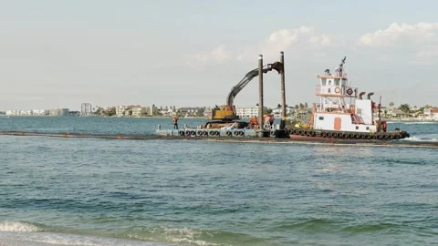 Side Wide view of Looking out to Pass-a-grille channel. Beach nourishment. Spin Stock Footage 277663847