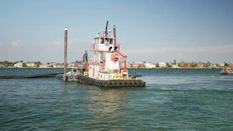 Side Wide view of Looking out to Pass-a-grille channel. Beach nourishment. Dredg Stock Footage 277663850