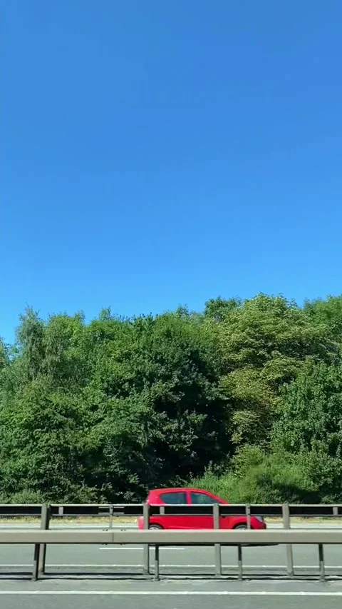 Side Window View of British Motorways Drive From Luton to Oxford Stock Footage 313702674