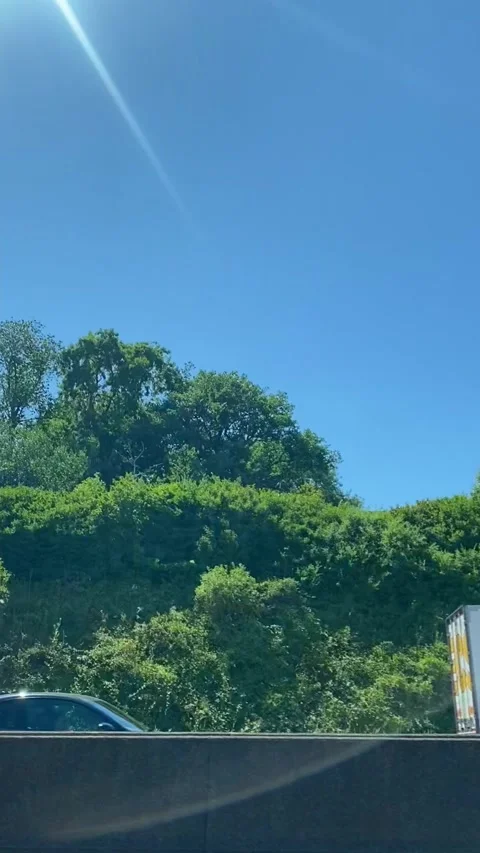 Side Window View of British Motorways Drive From Luton to Oxford Stock Footage 313702970