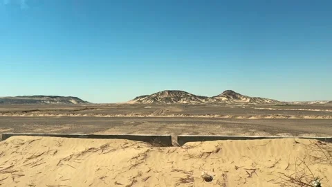 Side window view from fast moving car in the desert Stock Footage 340867699