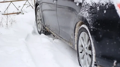 Side windows of a car in the snow close up Stock Footage 101789093