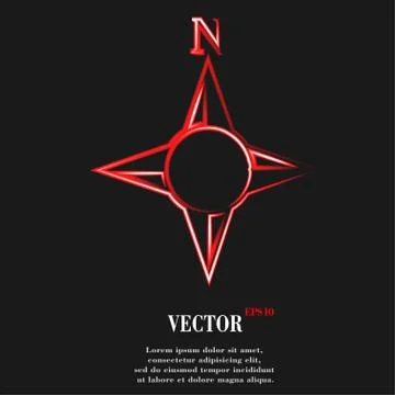 Side of the World, compass Flat modern web button  and space for your text Stock Illustration