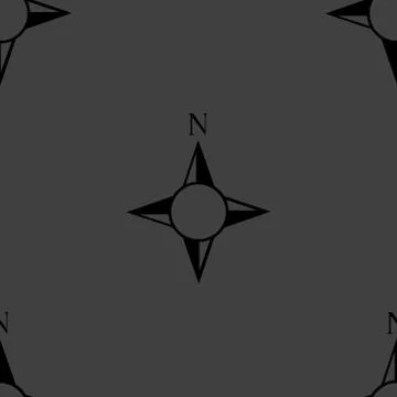 Side of the World, compass web icon. flat design. Seamless gray pattern. Stock Illustration