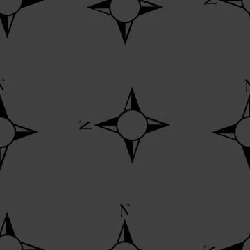 Side of the World, compass web icon. flat design. Seamless gray pattern. Stock Illustration