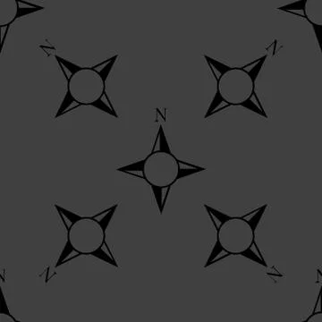 Side of the World, compass web icon. flat design. Seamless gray pattern. 스톡 일러스트