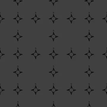 Side of the World, compass web icon. flat design. Seamless gray pattern. Stock Illustration