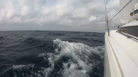 Side of the yacht during sailing Stock Footage 200013124