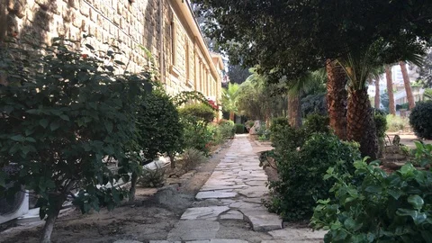 The Side yard of Cyprus Archaeological Museum in Nicosia Stock Footage 89992777