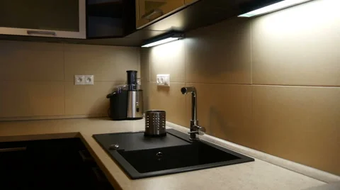 Sideboard in a Modern Kitchen Stock Footage 56284791