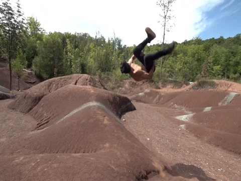 Sideflip to Sideflip on Red Dunes Stock Footage 80072327