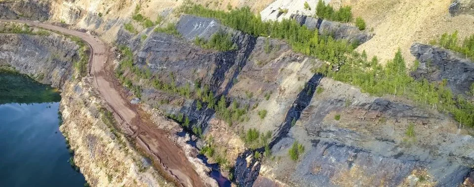 Siderite and crushed stone quarry rock mining Stock Photos