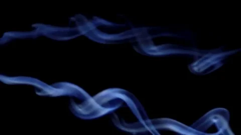 Sidestream blue smoke in the dark Stock Footage 72849963