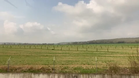 A sideview glance at the beautiful landscape on the road from Paris to Lyon Stock Footage 145534217