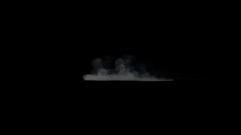 Sideview smoke puff loop on black screen background, 300 frames seamless loop 4k Stock Footage 330682579