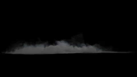Sideview smoke puff loop on black screen background, 300 frames seamless loop 4k Stock Footage 330682594