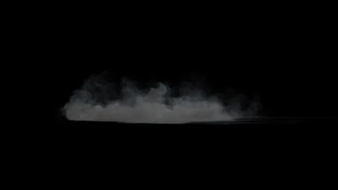 Sideview smoke puff loop on black screen background, 300 frames seamless loop 4k Stock Footage 330682605