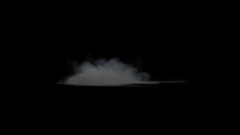 Sideview smoke puff loop on black screen background, 300 frames seamless loop 4k Stock Footage 330682655